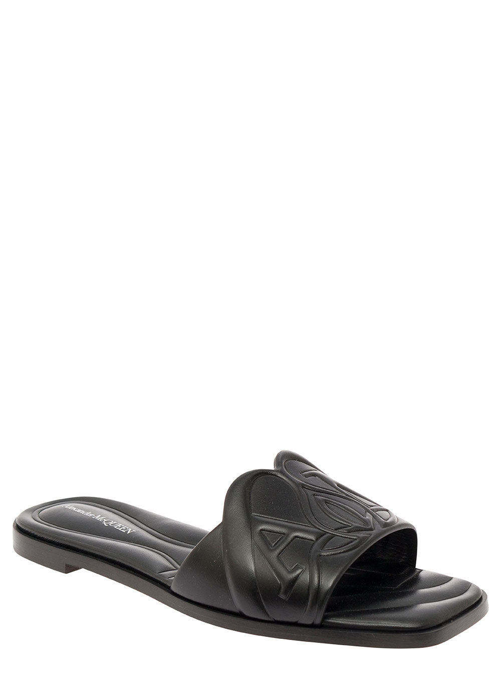 Alexander Mcqueen Women Black Quilted Sandals With Logo Motif In Leather Woman - 2