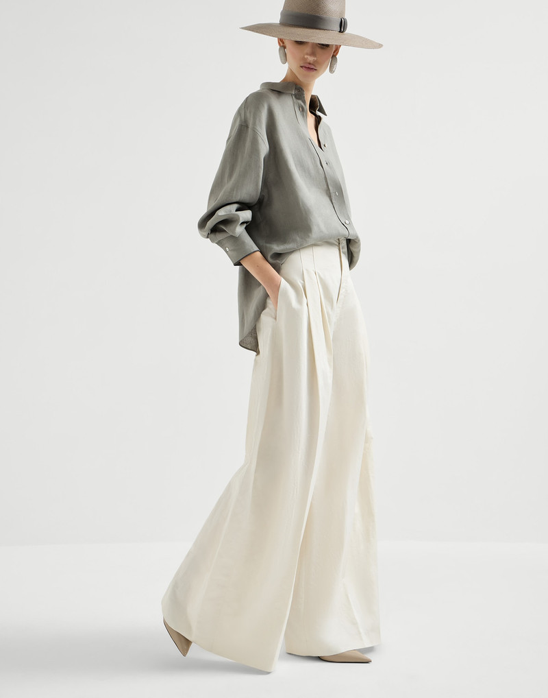 Cotton and ramie twill maxi trousers 5