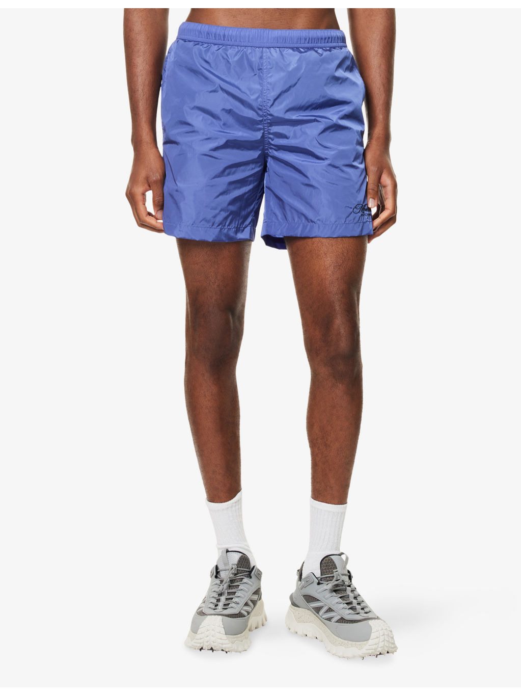 Embroidered-Script Relaxed-Fit Swim Shorts - 3