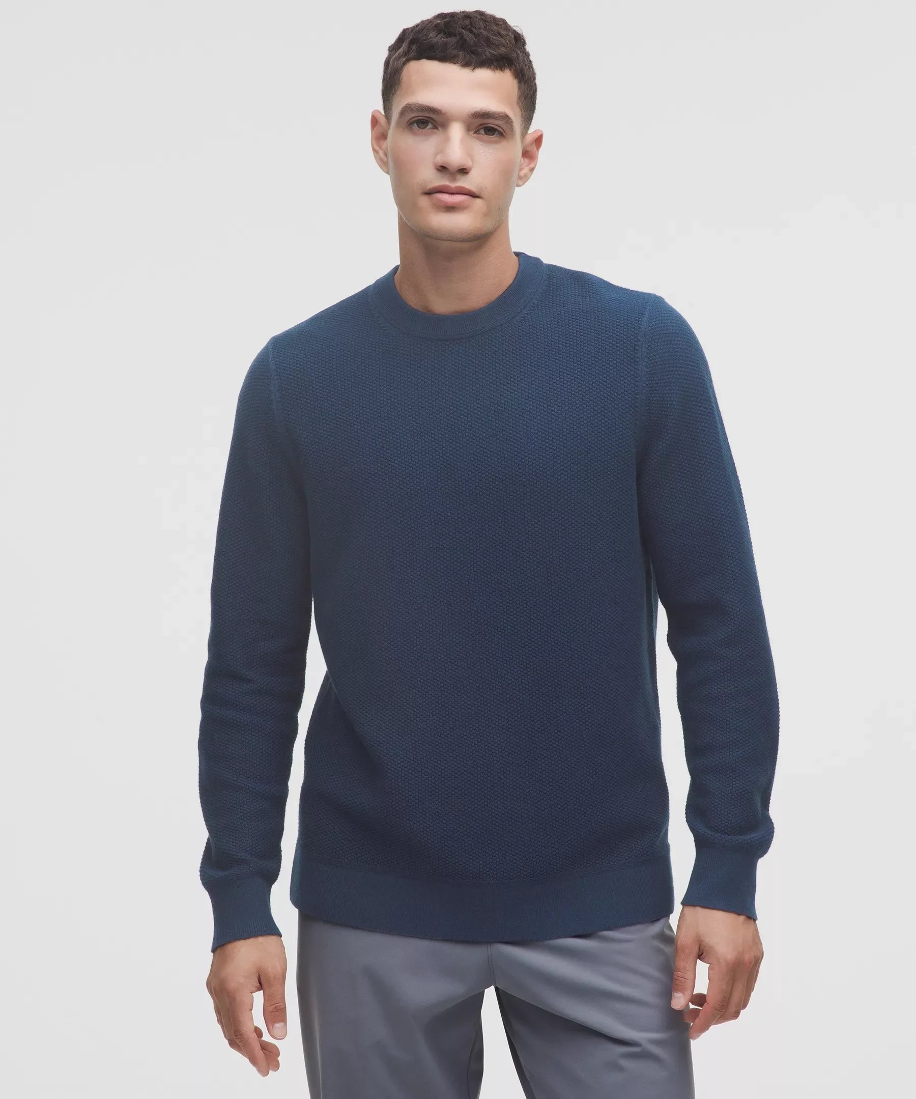 Textured Knit Crewneck Sweater - 1