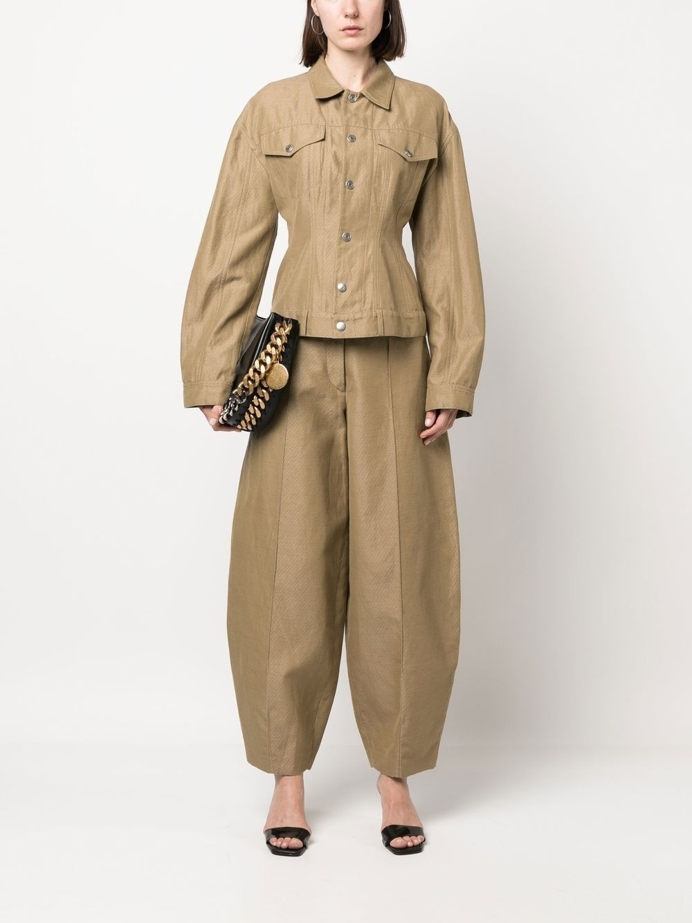 fitted-waist button-up jacket - 2