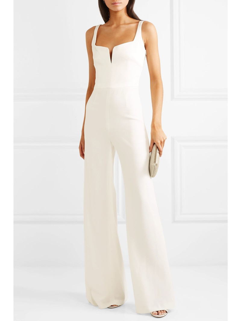 GALVAN Paneled crepe jumpsuit White outlook