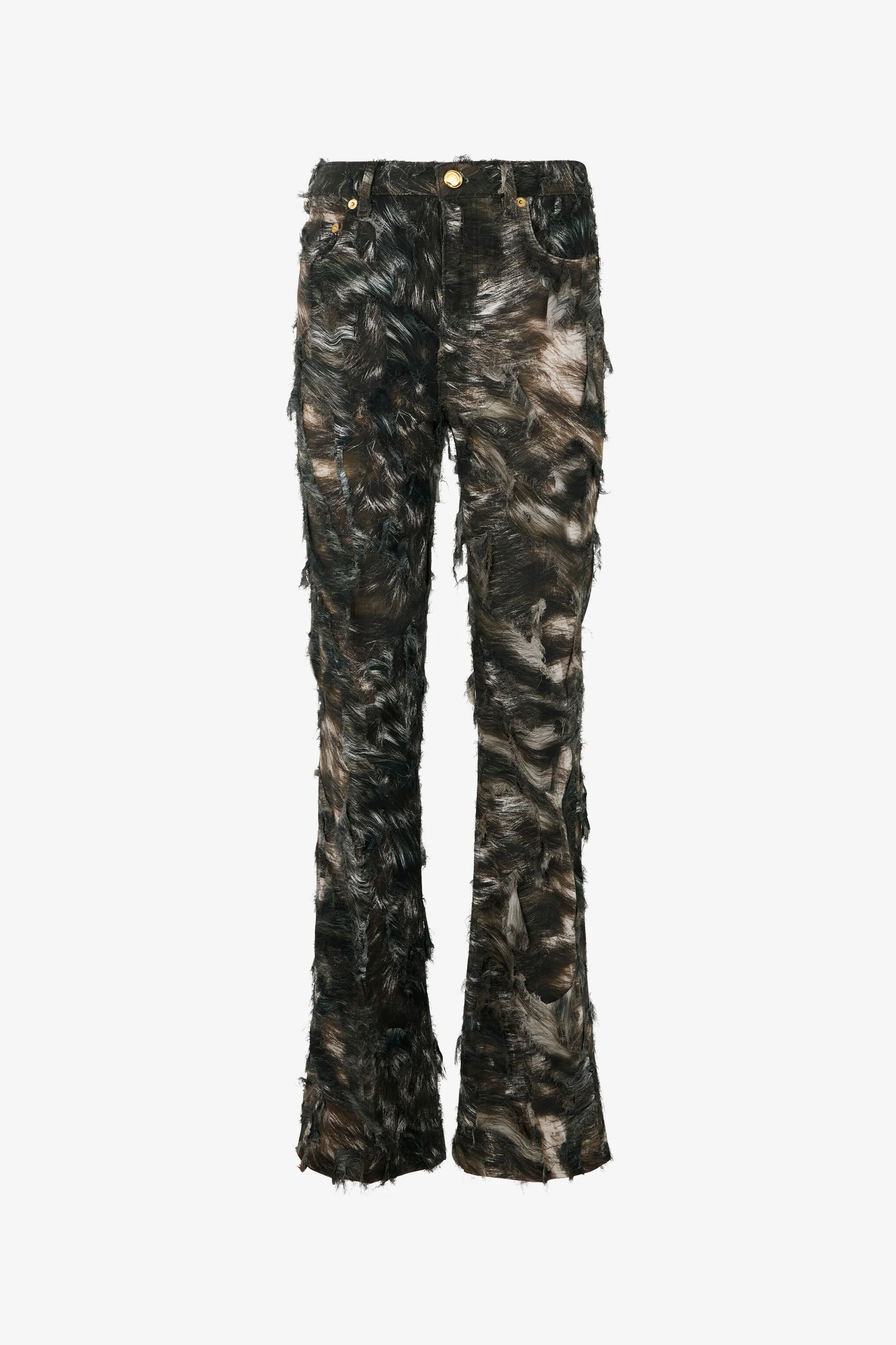 Silver Fur Print Jeans - 1