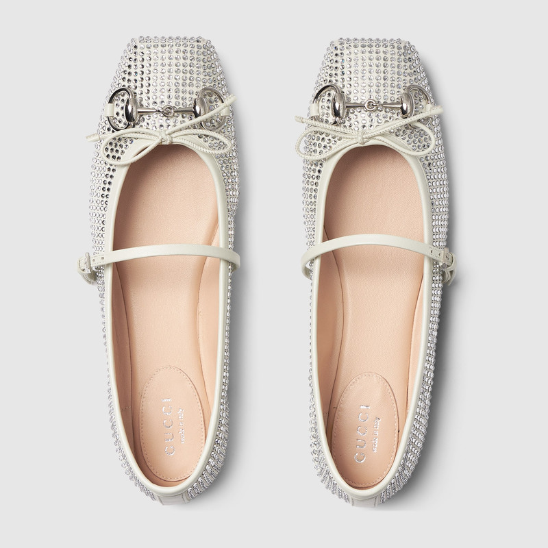 Women's crystal Gucci Horsebit ballet flat 6