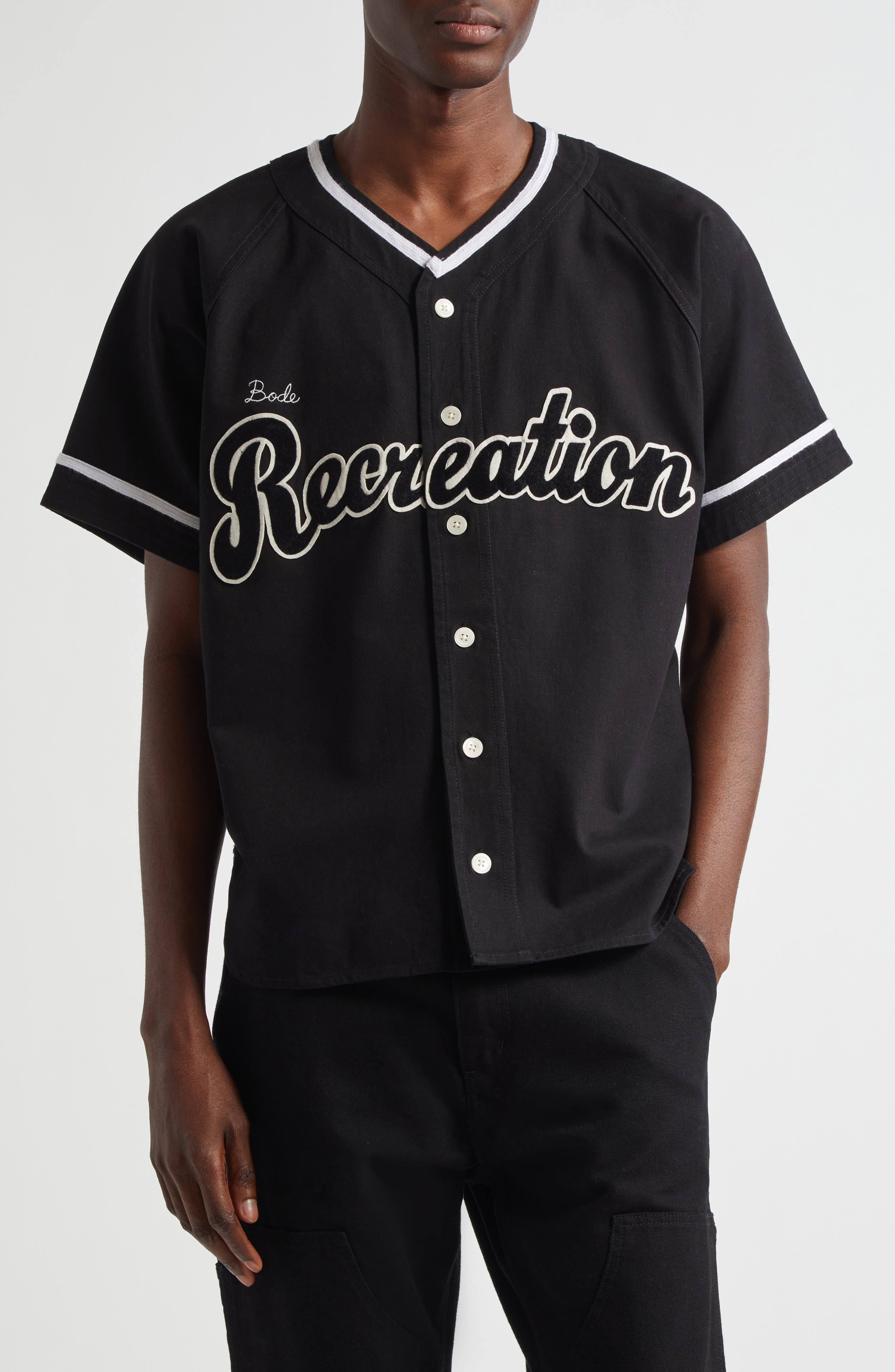 Bode Baseball Shirt in Black at Nordstrom - 1