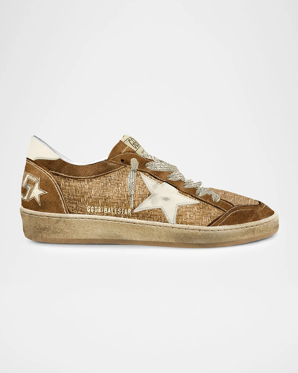 Ball Star Raffia and Suede Low-Top Sneakers - 1