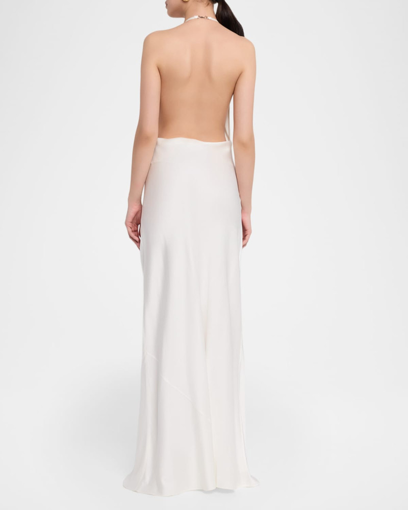 Cowl-Neck Enverse Satin Backless Halter Gown 3