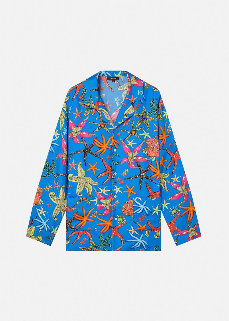 Trésor de la Mer Print Silk Pajama Shirt 1