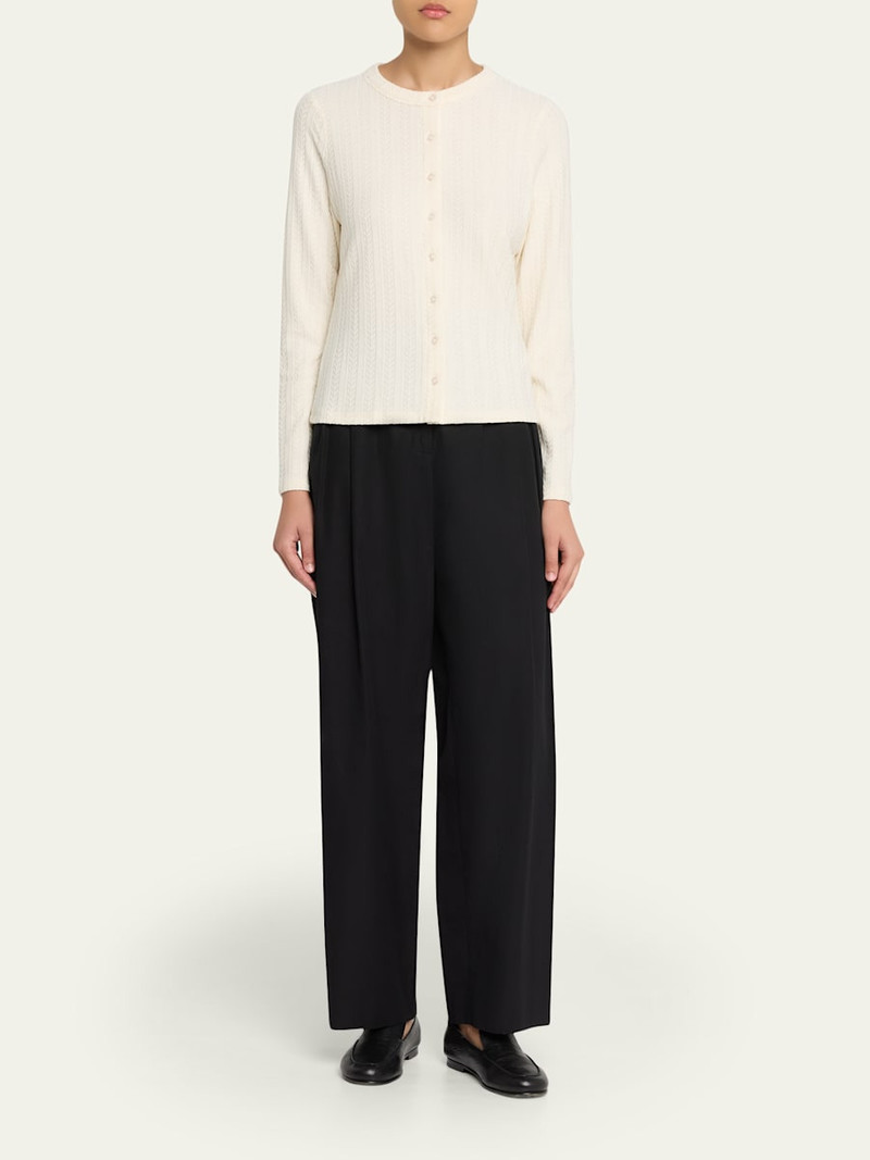 VERONICA BEARD Lira Pointelle Crewneck Cardigan outlook