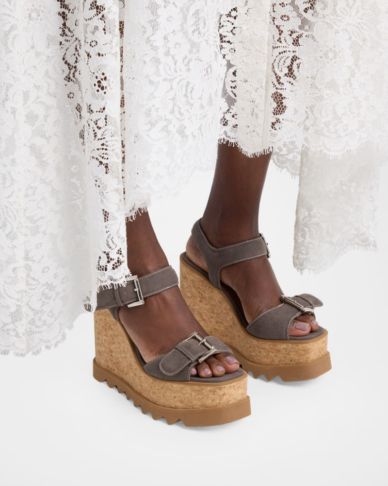 Stella McCartney 120mm Sneak-Elyse Vegan Suede Platform Sandals outlook