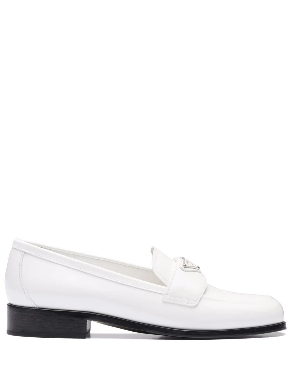 logo-plaque leather loafers - 1