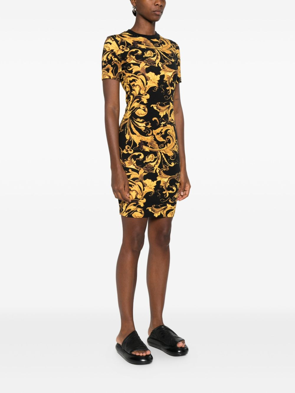 baroque-print short-sleeve mini dress - 3