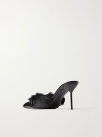 PARIS TEXAS Lidia 70 plush-trimmed croc-effect leather pumps Charcoal ...