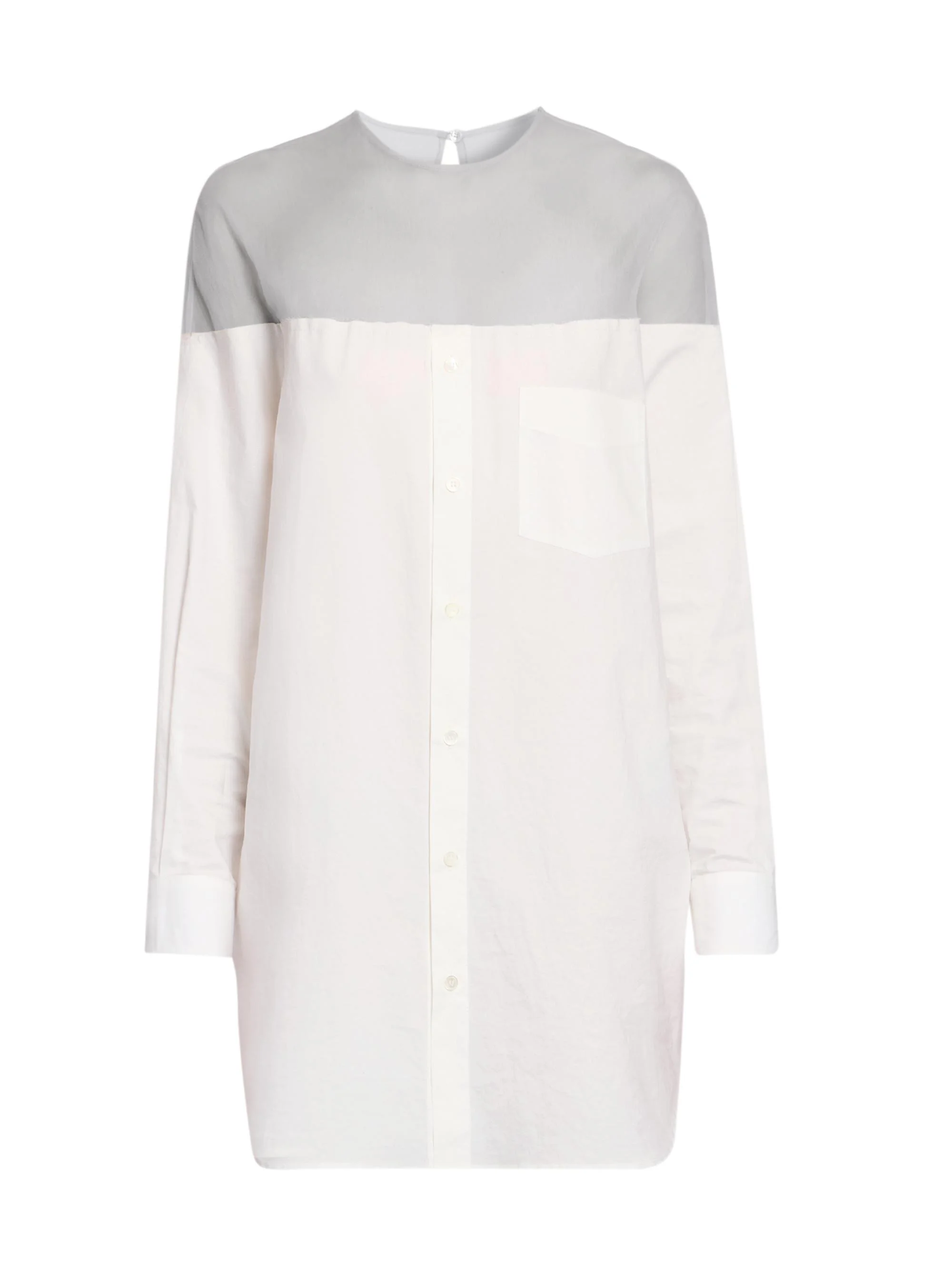 Women's Illusion Oversized Cotton Shirt - Off White - 1