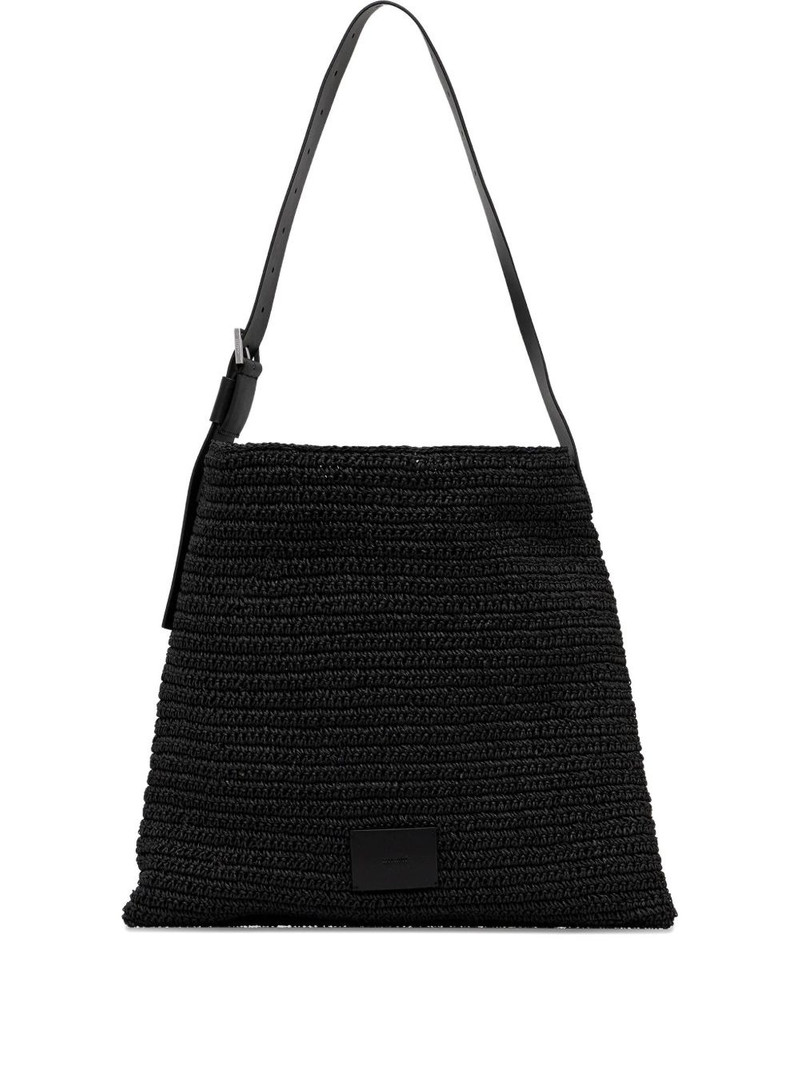 Asha leather-strap crochet tote bag 1