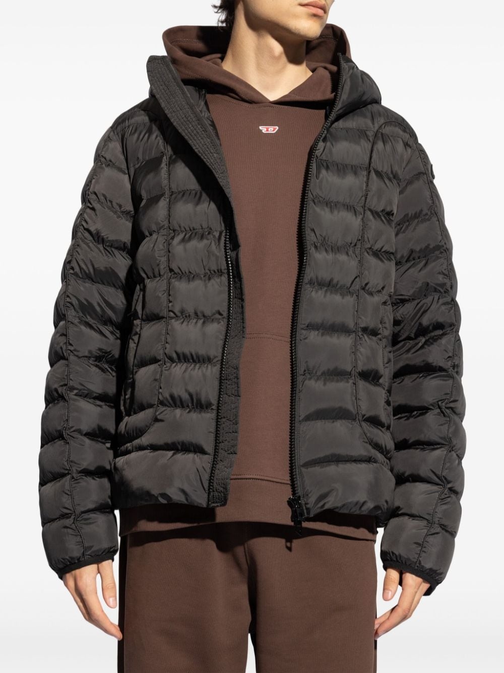 W-Stone logo-appliquÃ© puffer jacket - 3