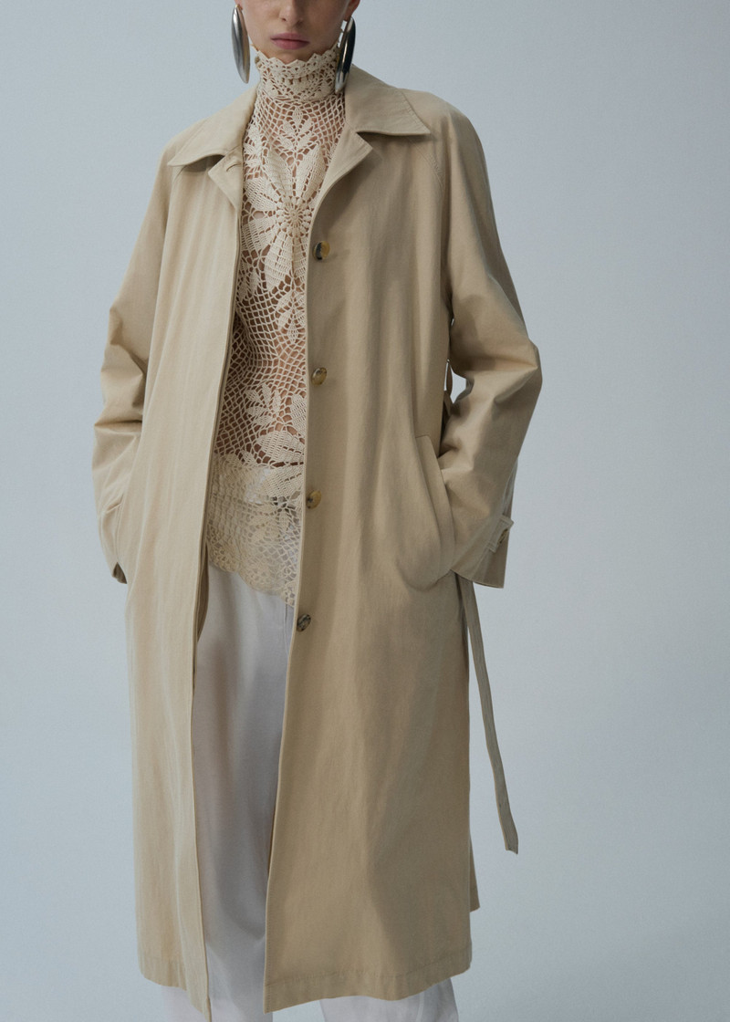 MAGDA BUTRYM Wrap cotton trench coat in beige outlook