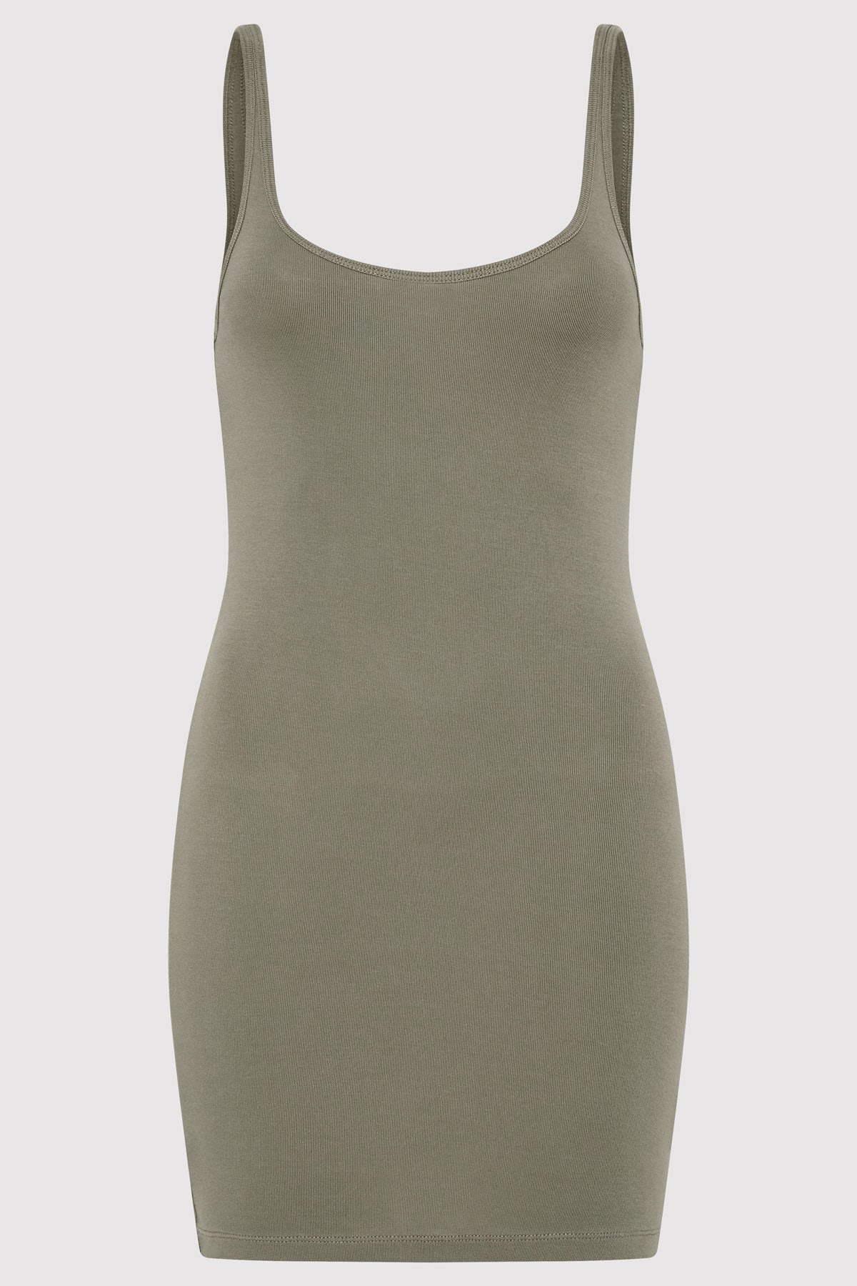 Organic Cotton Slip Dress - Smokey Olive - 1
