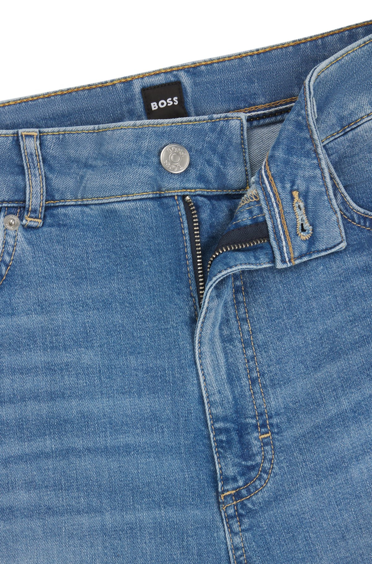 HIGH-WAISTED CROPPED JEANS IN BLUE COMFORT-STRETCH DENIM - 6