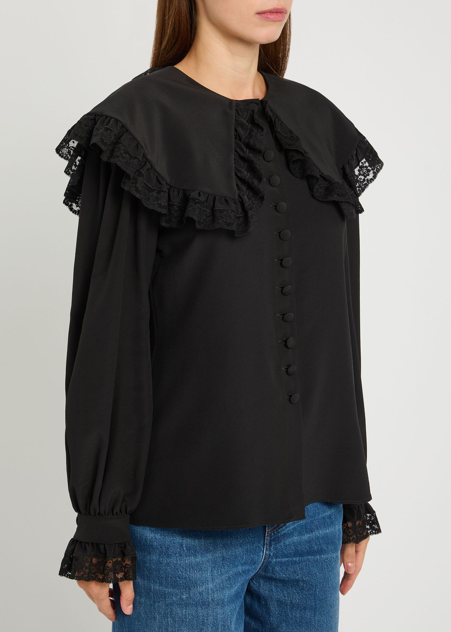 Chloe Lace-embellished Silk-georgette Blouse - 2
