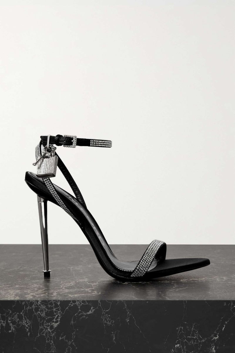 Padlock crystal-embellished leather sandals 1