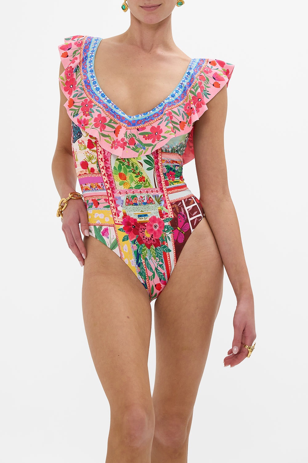 DEEP V FRILL ONE PIECE - 5