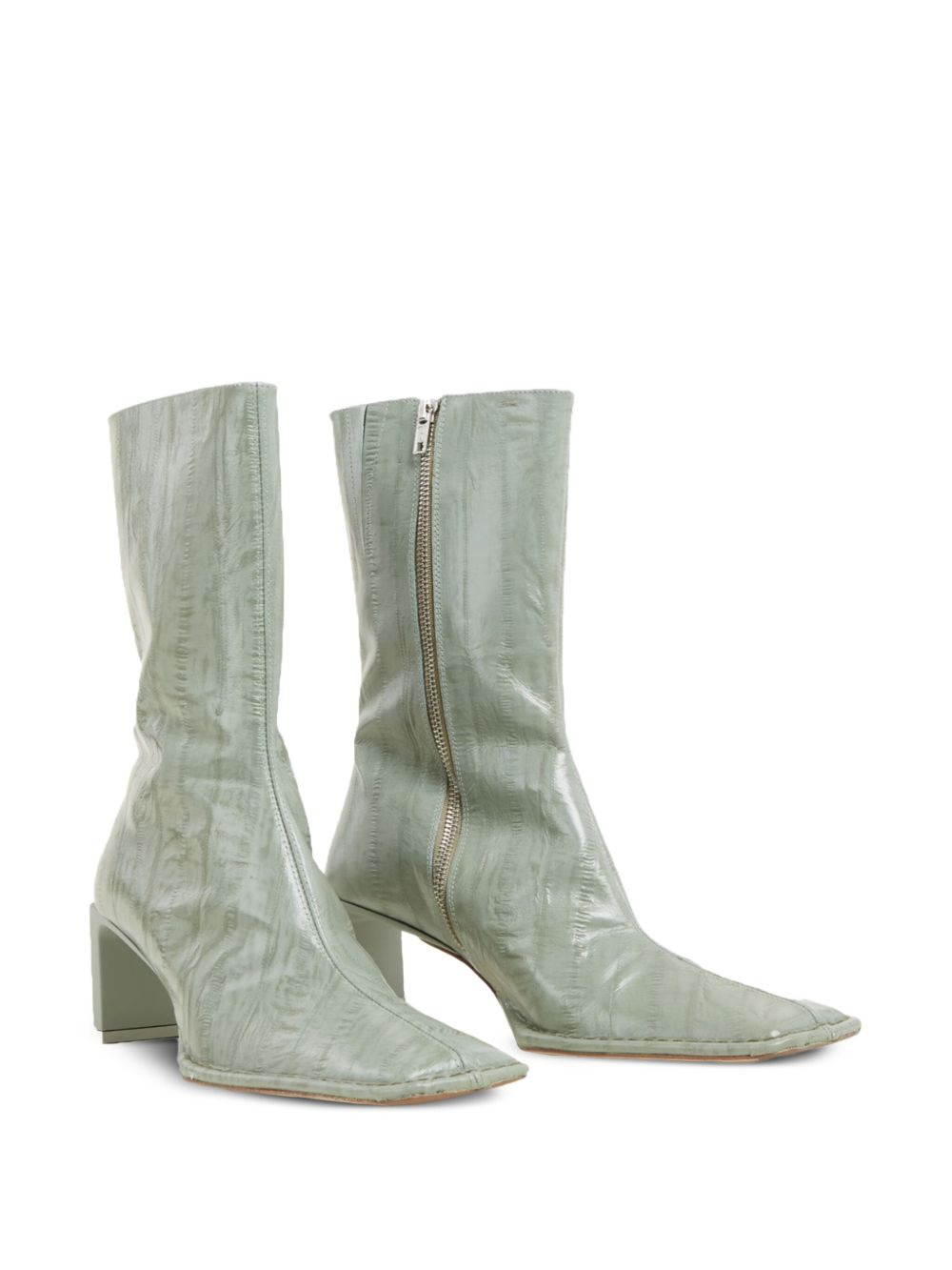 90mm Anitha eel-embossed square-toe boots - 2