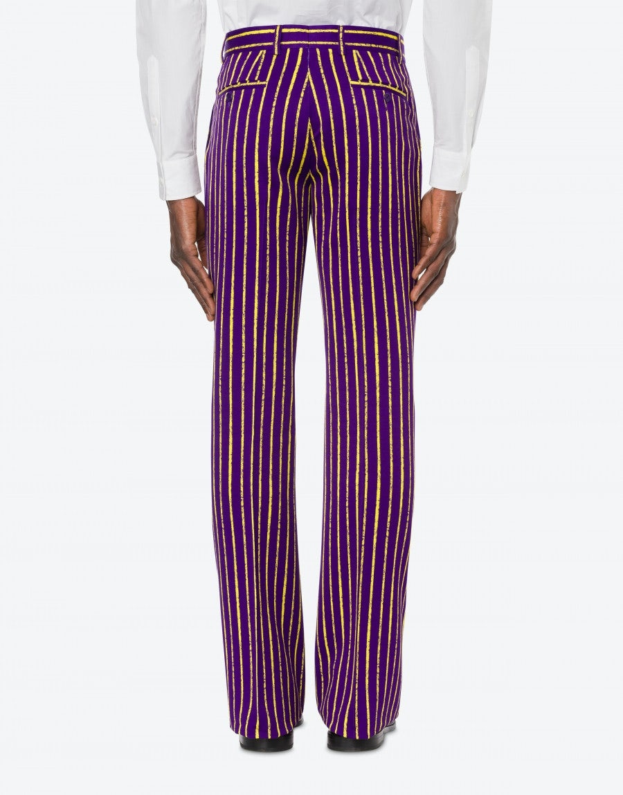 PINSTRIPES PRINT TWILL FLARE TROUSERS - 3