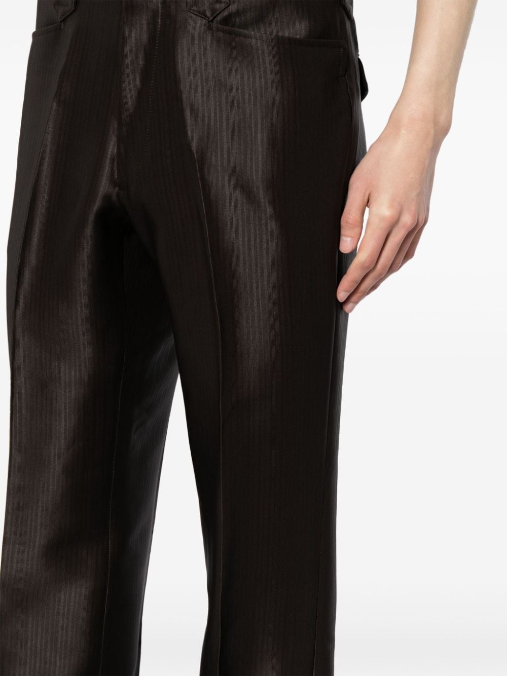 herringbone straight-leg trousers - 5