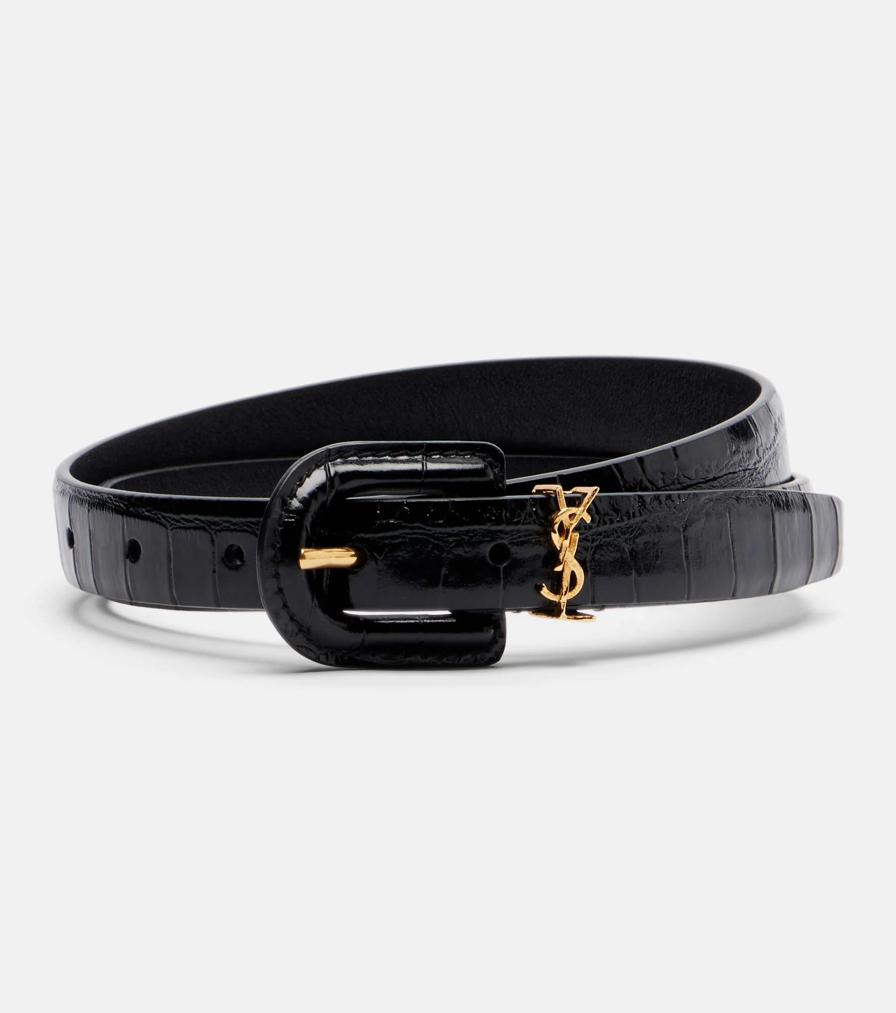 Cassandre croc-effect leather belt - 1