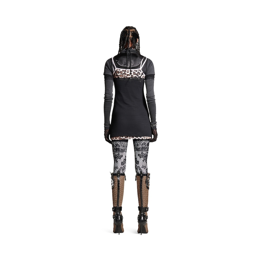 Women's Layered Dress in Black - 4