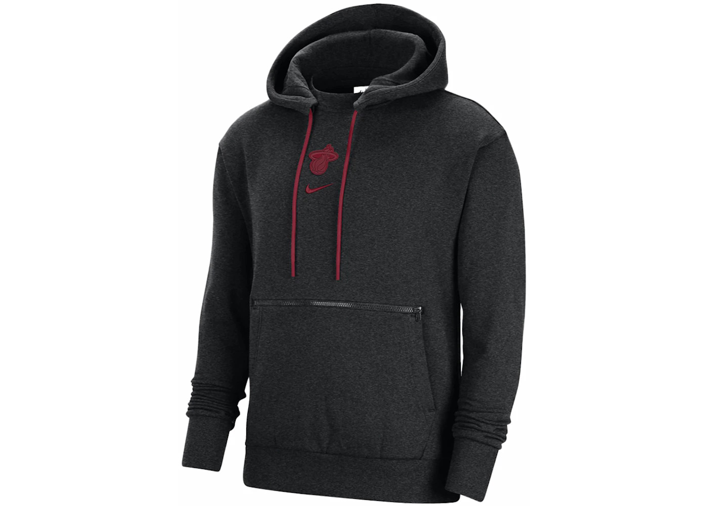 Nike NBA Miami Heat Courtside Fleece Loose Fit Hoodie Black Heather/Tough Red - 1