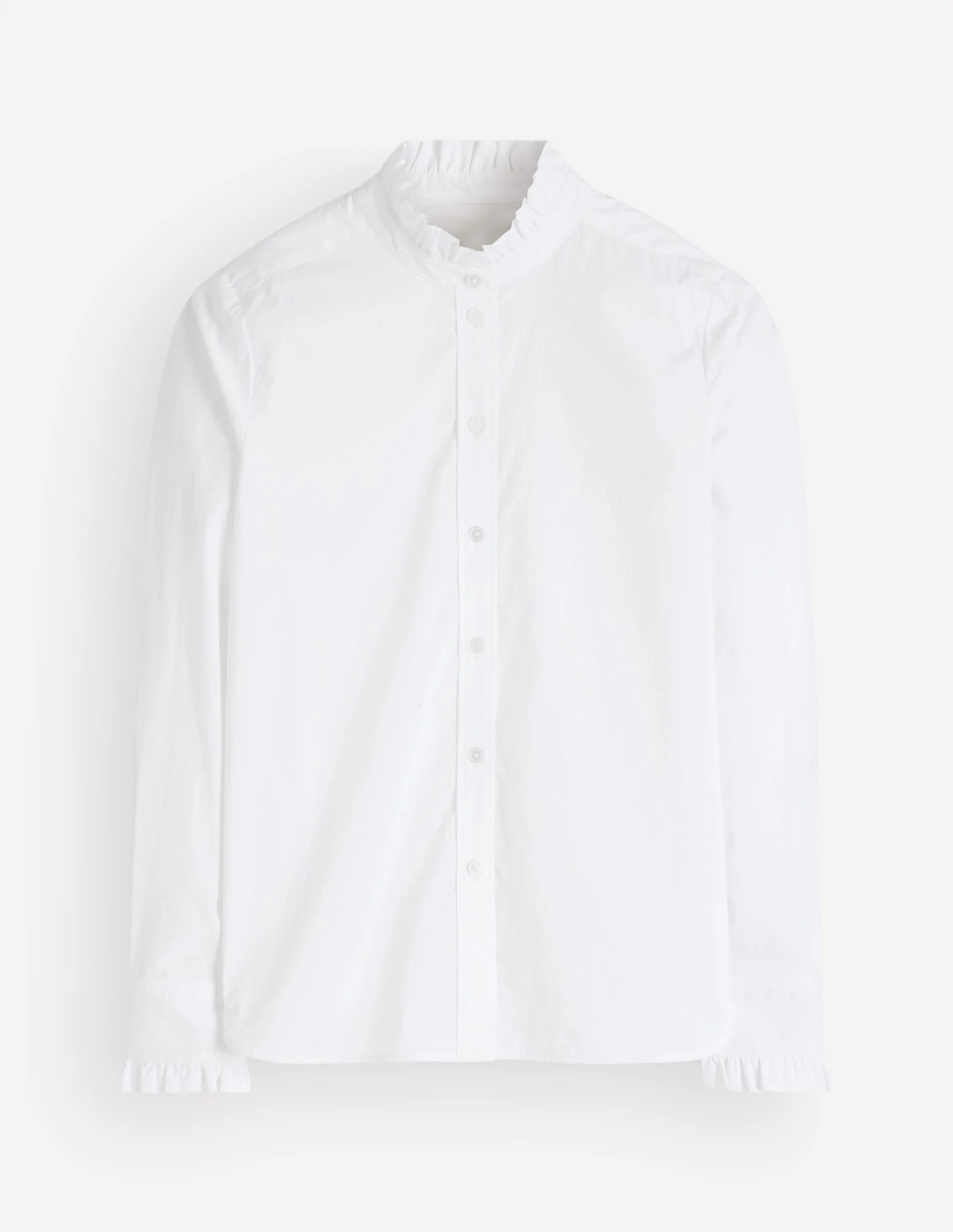 Sienna Frill Cotton Shirt-White - 1