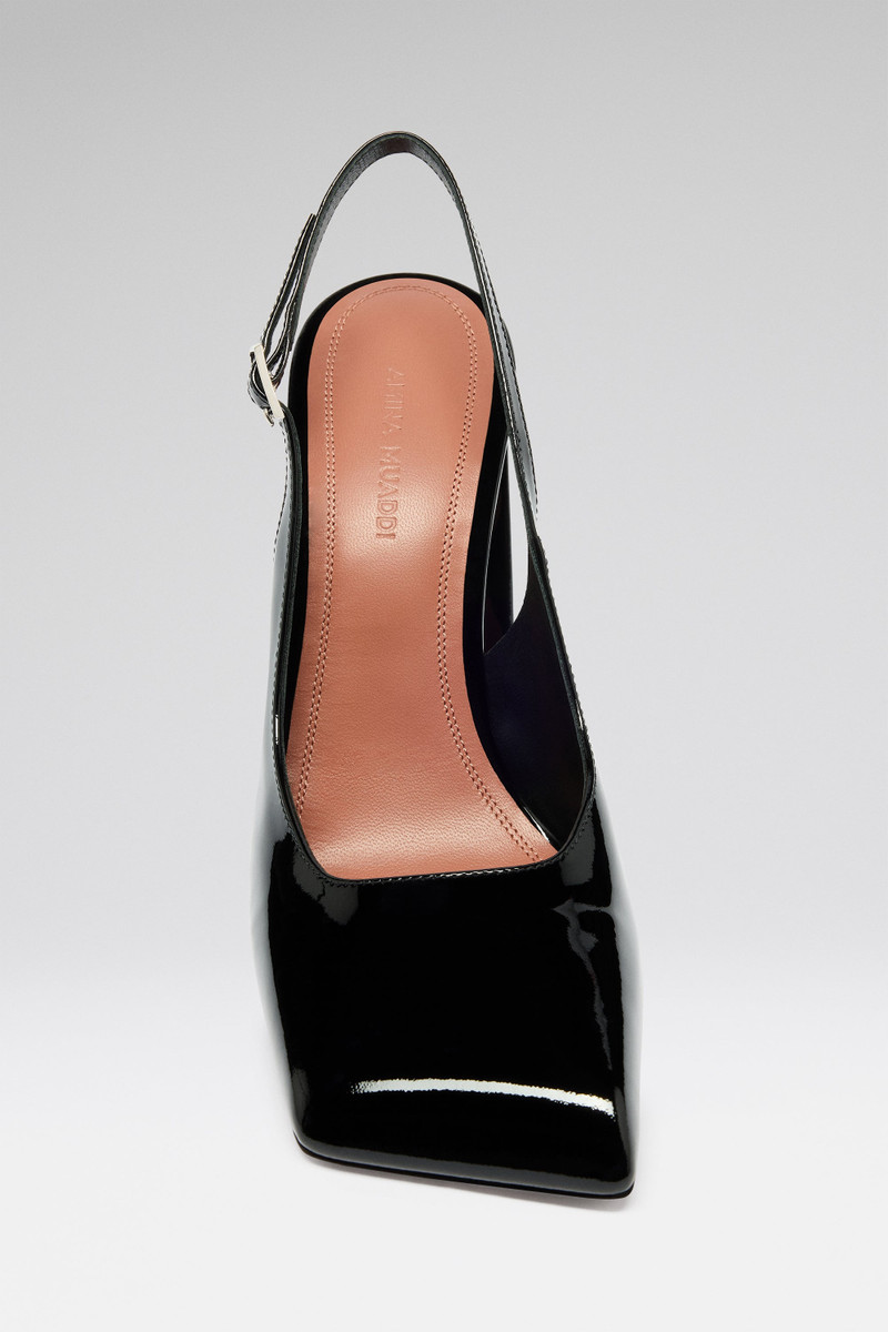 Amina Muaddi CHARLOTTE SLING BLACK PATENT outlook