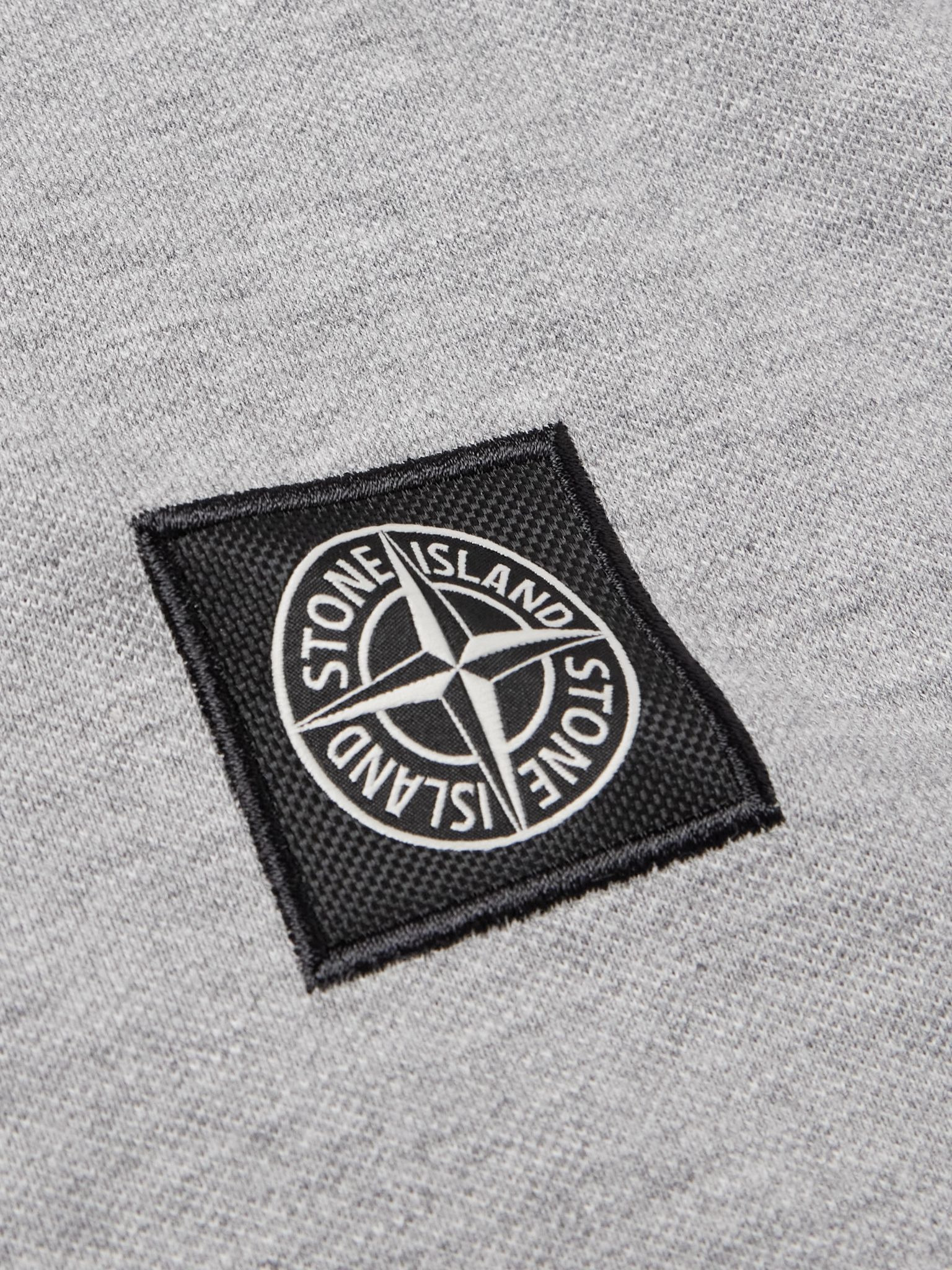Logo-Appliquéd Cotton-Blend Piqué Polo Shirt Gray - 4