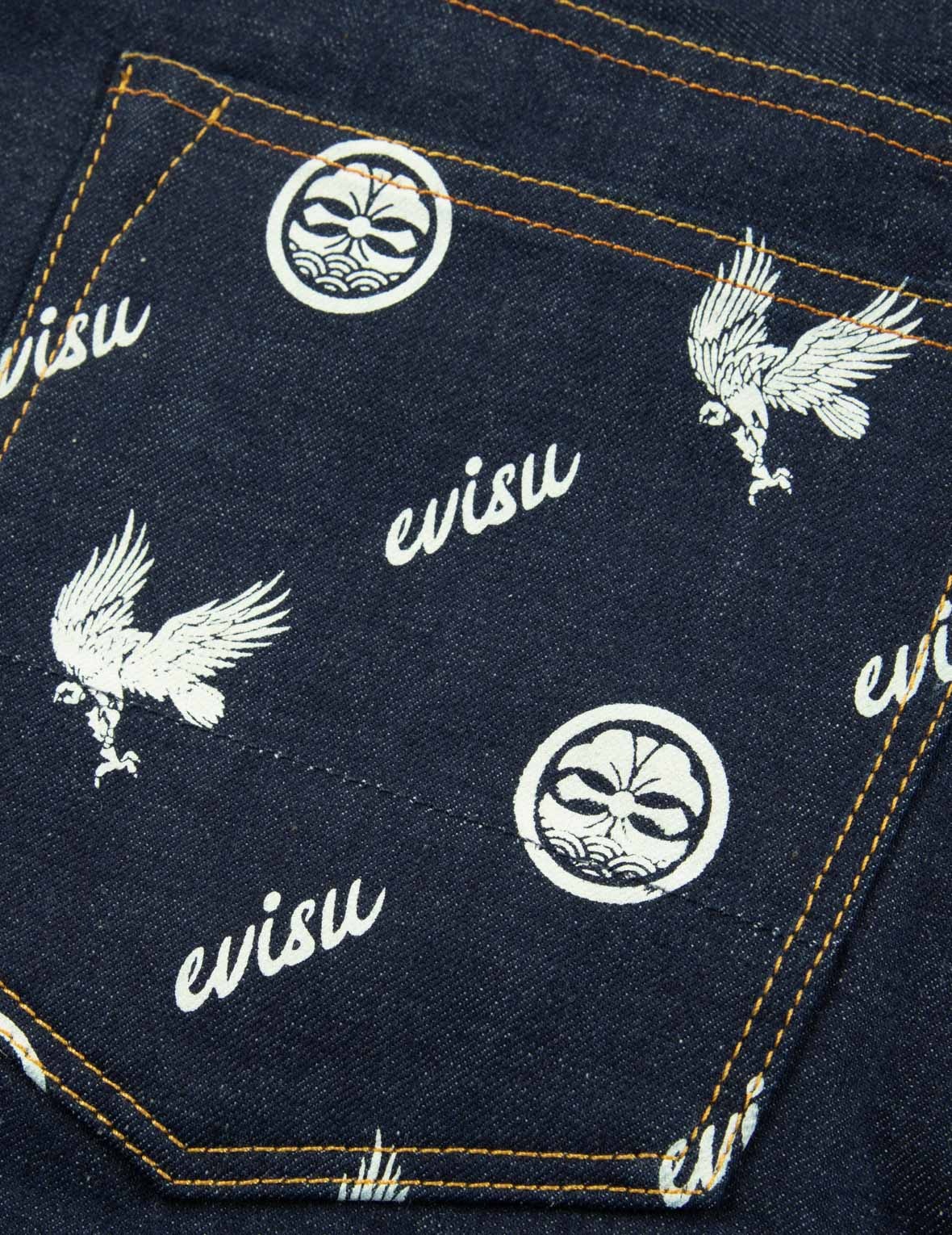 EAGLE AND KAMON-PATTERN POCKET CARROT-FIT JEANS #2017 - 8