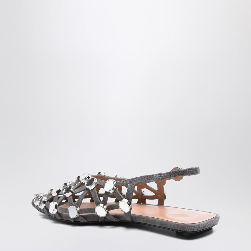 The Attico Dark Grey Grid Ballerina Women - 2