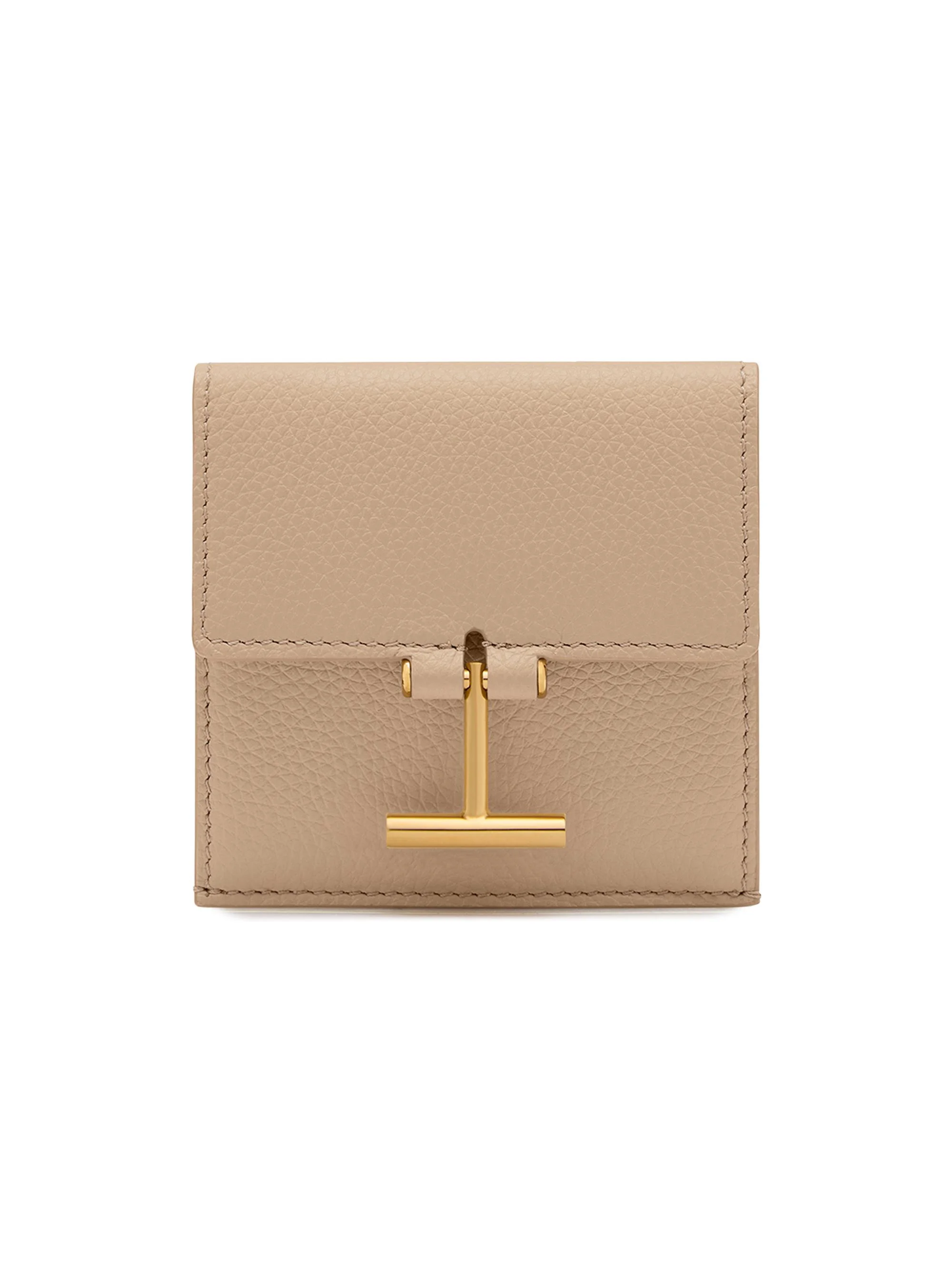 Women's Tara Logo Leather Card Holder - Light Beige - 1