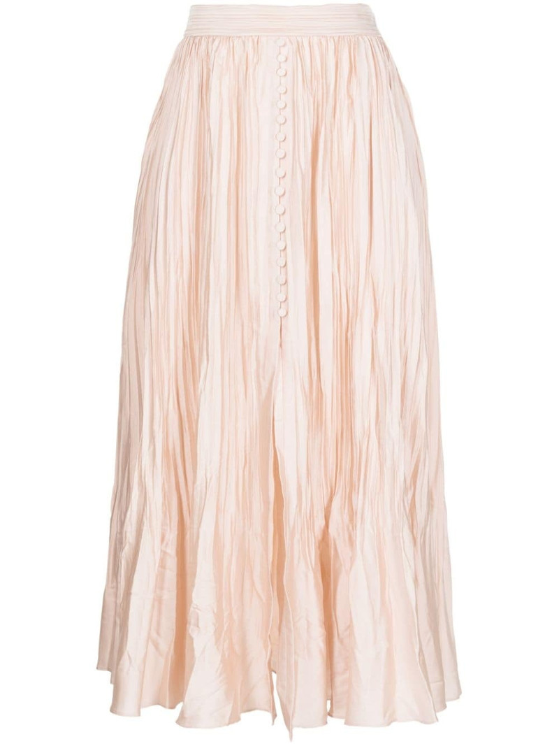 crinkled-finish pleated midi skirt 1