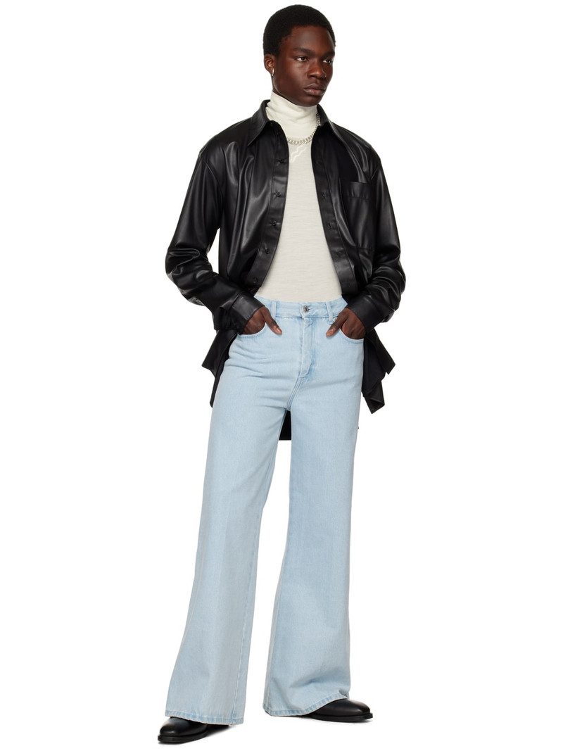 LU'U DAN Black Oversized Faux-Leather Shirt outlook