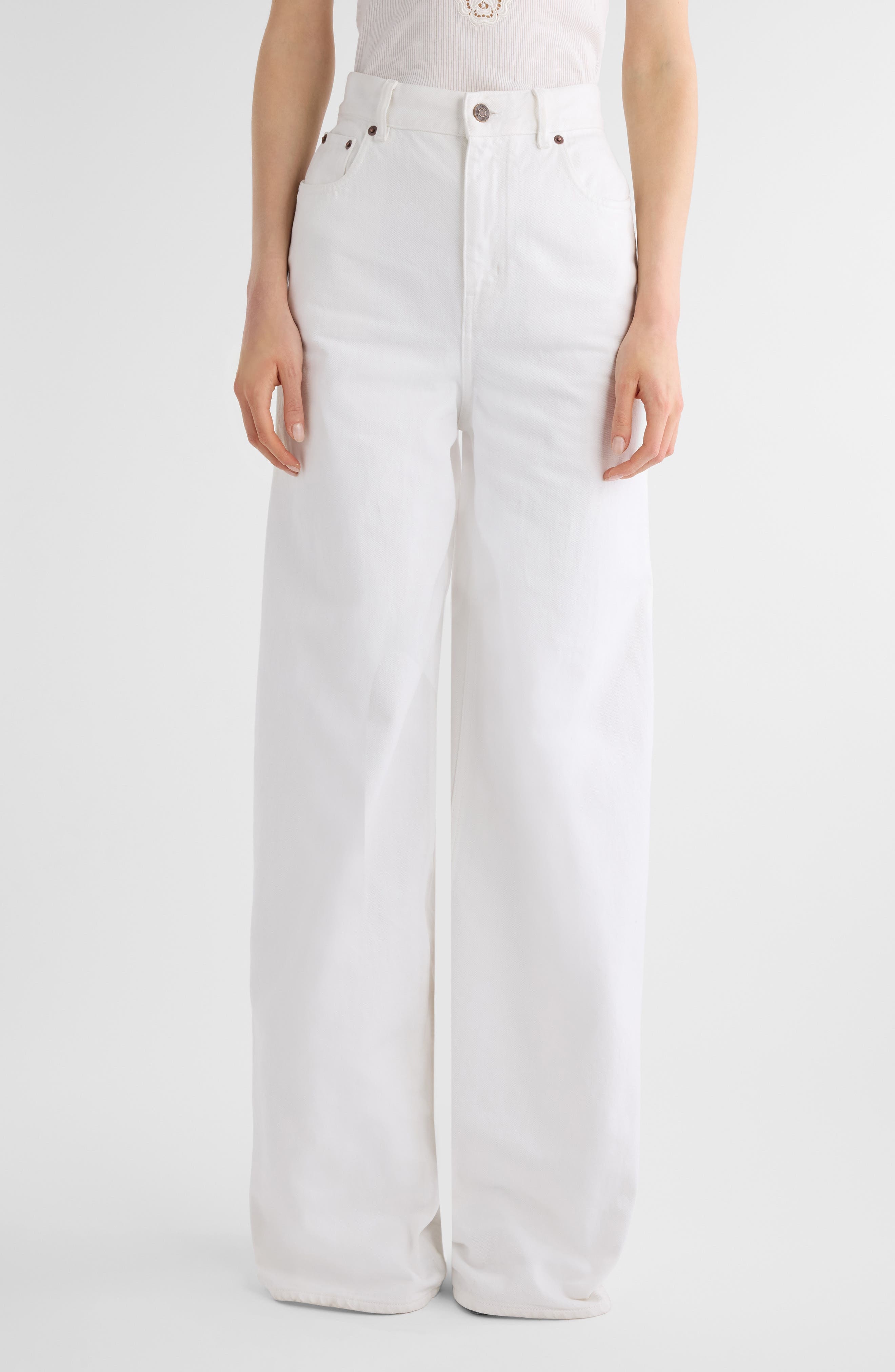 Chloé High Waist Wide Leg Jeans in White at Nordstrom - 1