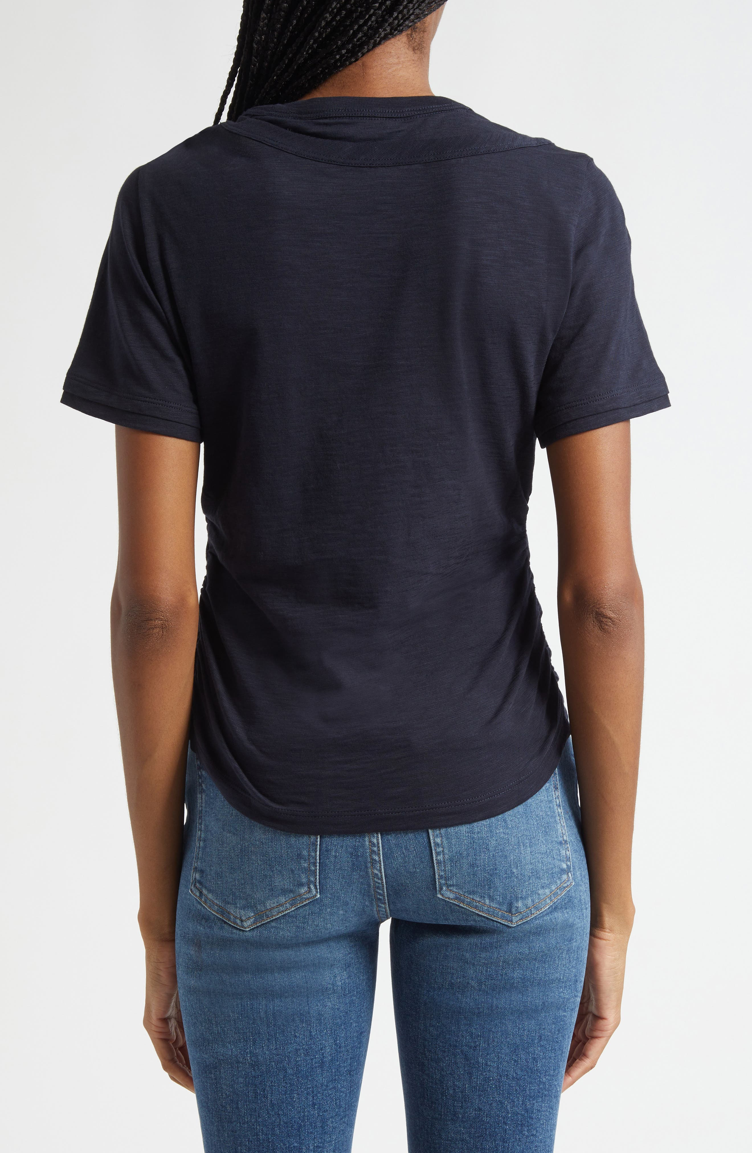 Veronica Beard Damian Ruched Double Collar T-Shirt in Navy at Nordstrom - 2