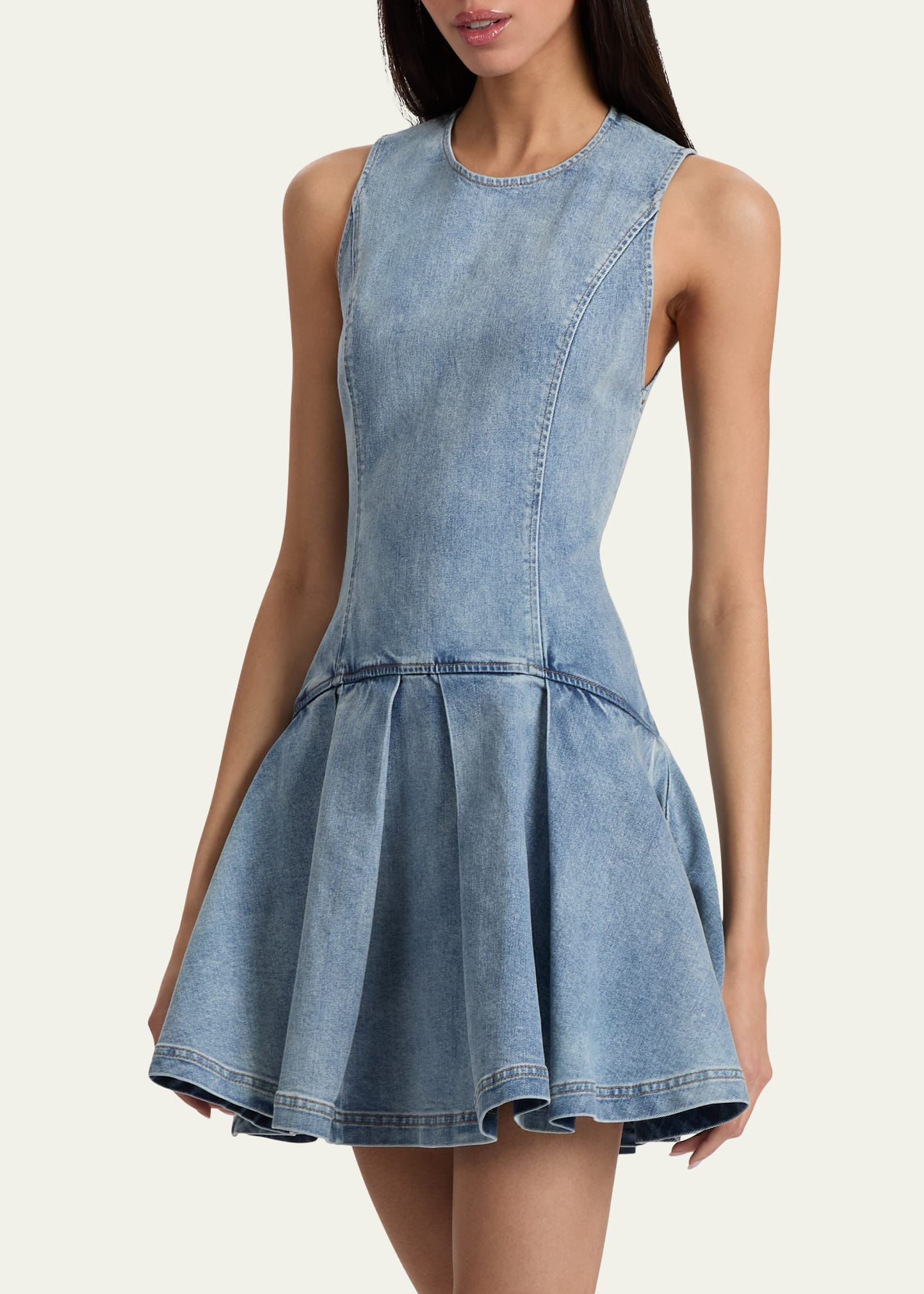 Adley Sleeveless Drop-Waist Denim Mini Dress - 5
