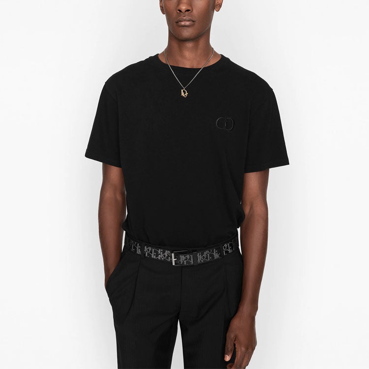 DIOR CD Icon Logo Embroidered Short-Sleeved Black 013J600A0589-C989 - 3