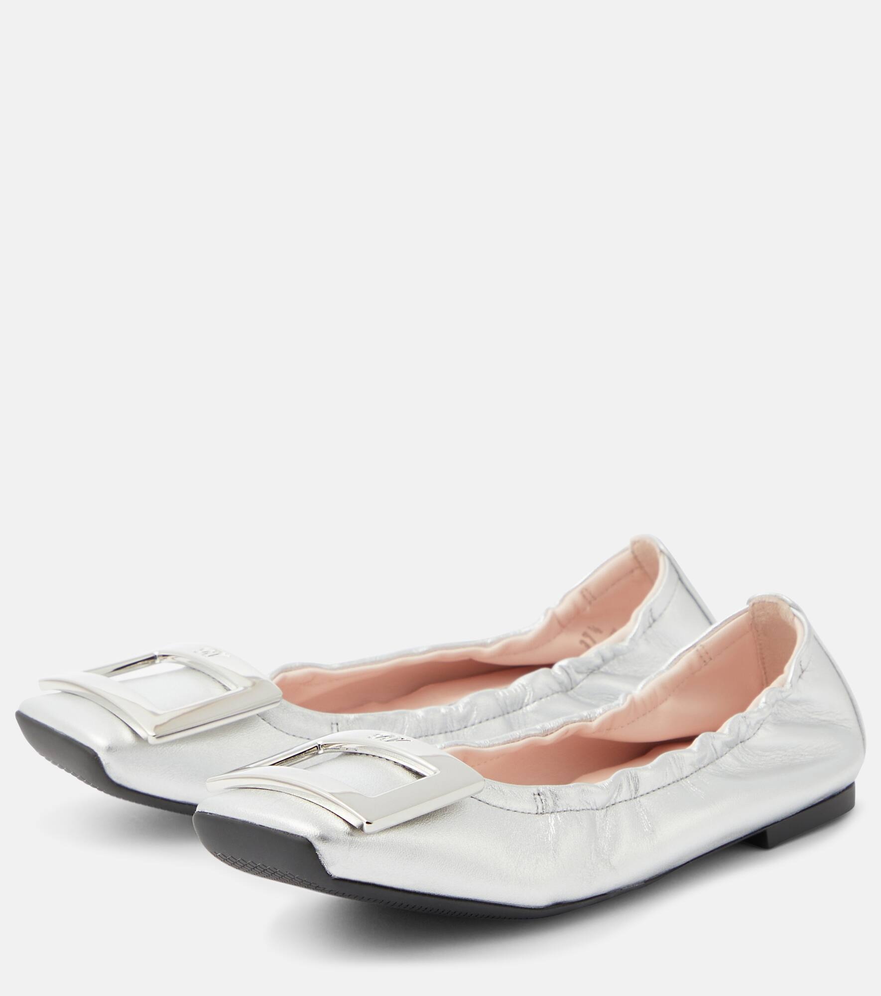 Viv' Pockette metallic leather ballet flats - 5