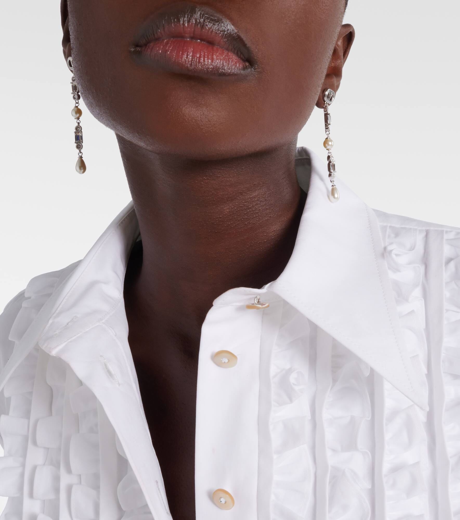 Ovalette VLogo Swarovski®-embellished drop earrings - 6