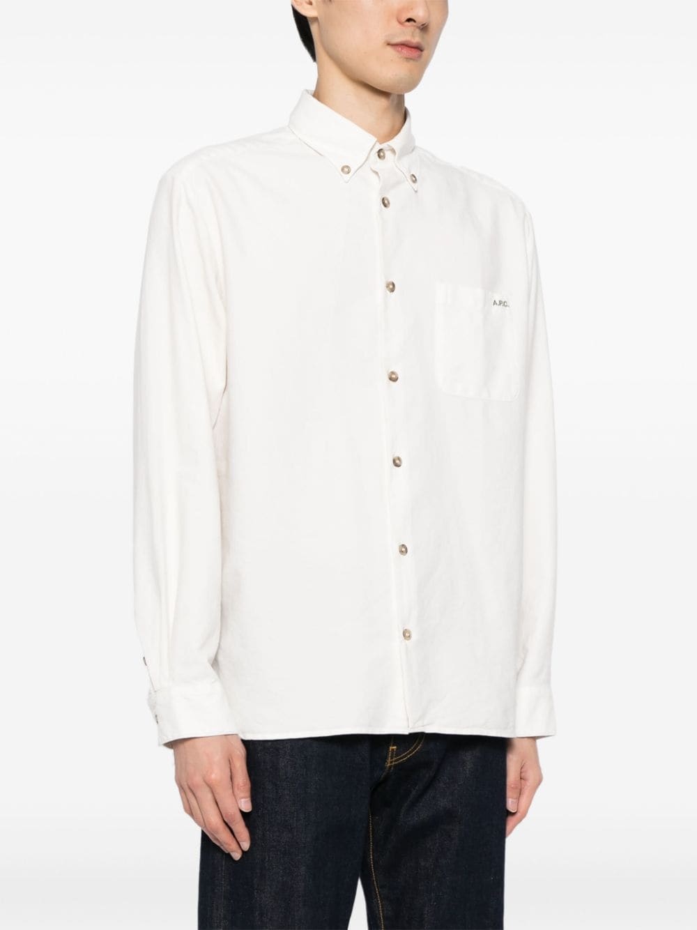 logo-embroidered organic cotton shirt - 3