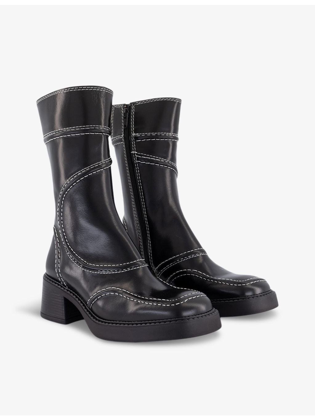 Maelene square-toe leather ankle boots - 3