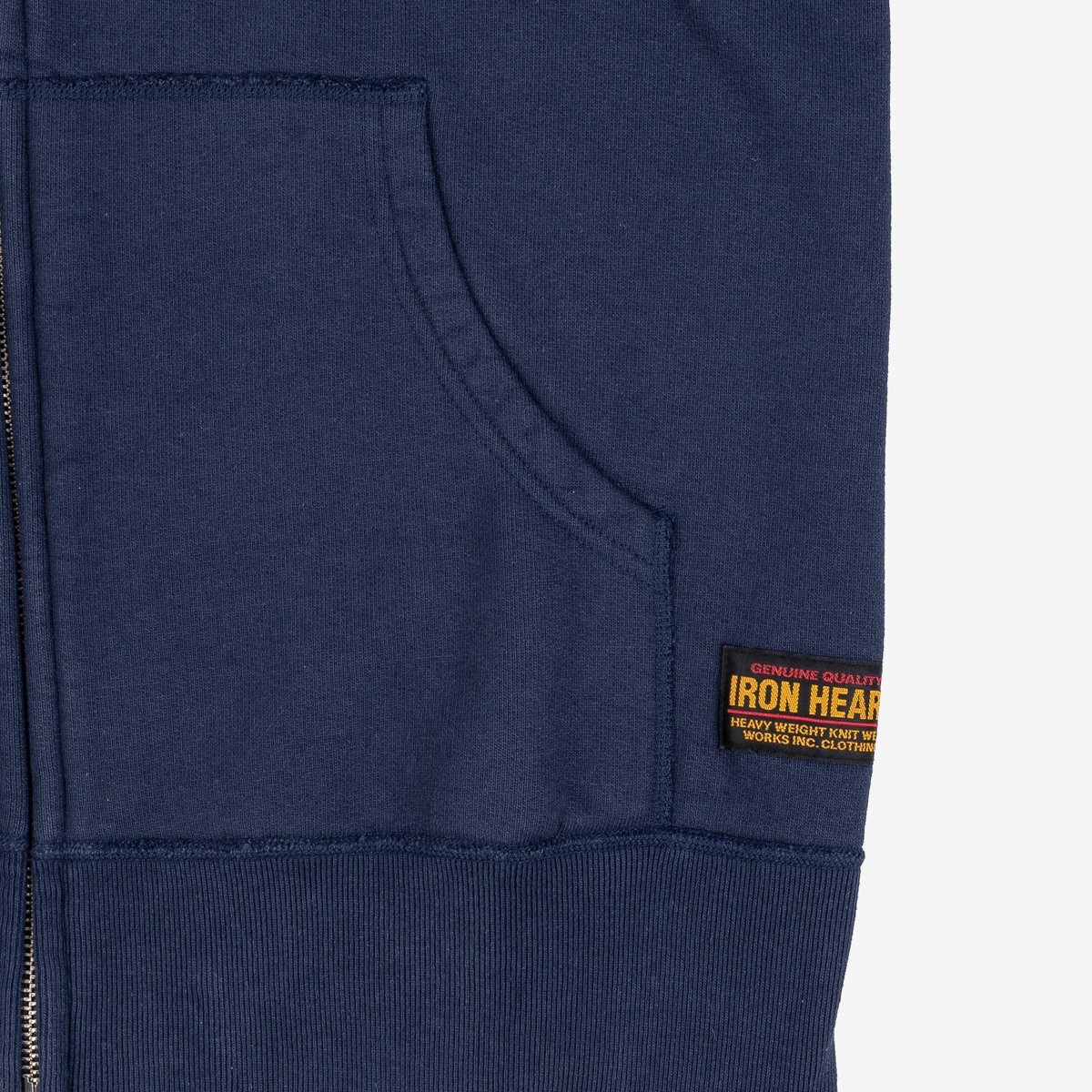 IHSW-58-NAV Printed 14oz Ultra Heavyweight Loopwheel Cotton Zippered Hoodie - Navy - 12