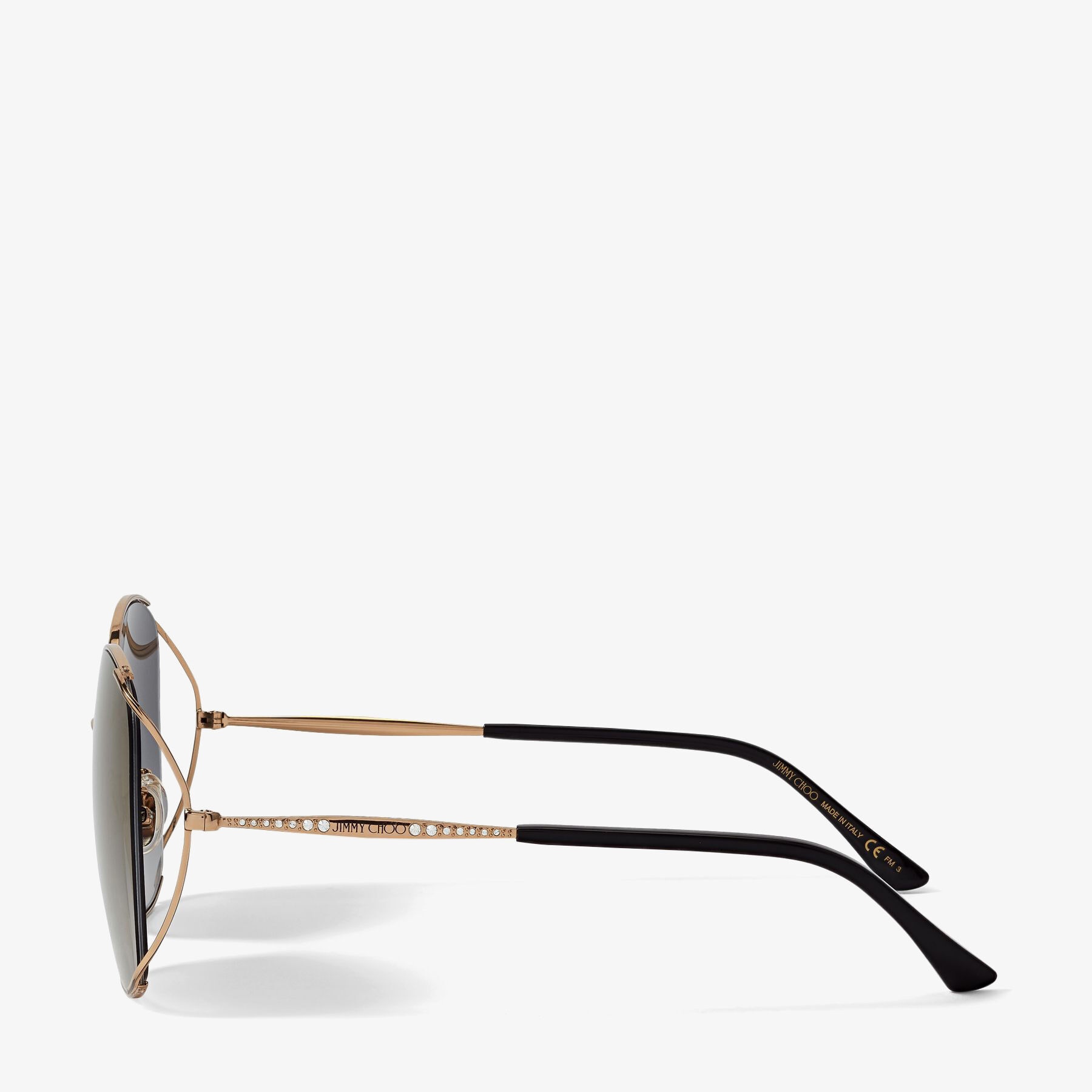 Tinka
Rose Gold Oval-Frame Sunglasses with Crystal Embellishment - 2